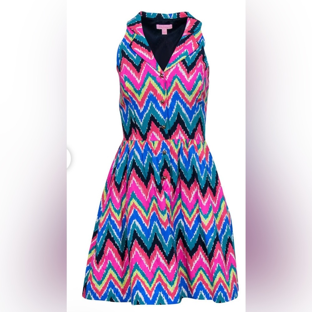 Lilly Pulitzer - Multicolored Zig-Zag Collared Dress Sz 12